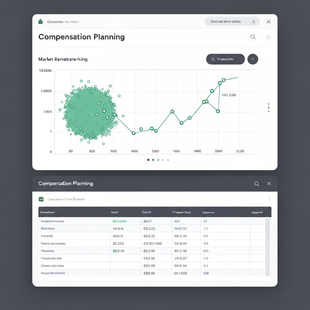 Compensation management dashboard with salary bands and benchmarking