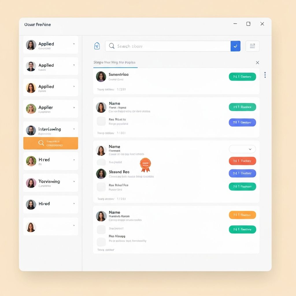 Hiring pipeline with candidate cards in Kanban board view